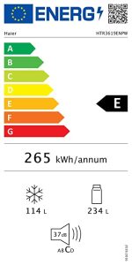 Haier HTR3619ENPW – Frigorífico combi no frost; 348l; Motor inverter; My Zone; Altura 1;9m; Cajones Easy Access; 37dba; Blanco; Clase E – Image 7