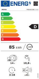 Midea - Lavavajillas Integrado 60 Cm 14 Cubiertos Clase D – Image 4