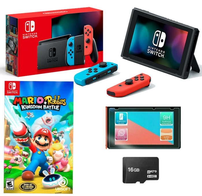 Nuevo Nintendo Switch Mario Rabbids Kingdom Battle Joy Cons Bundle + 16GB + Más – Image 1